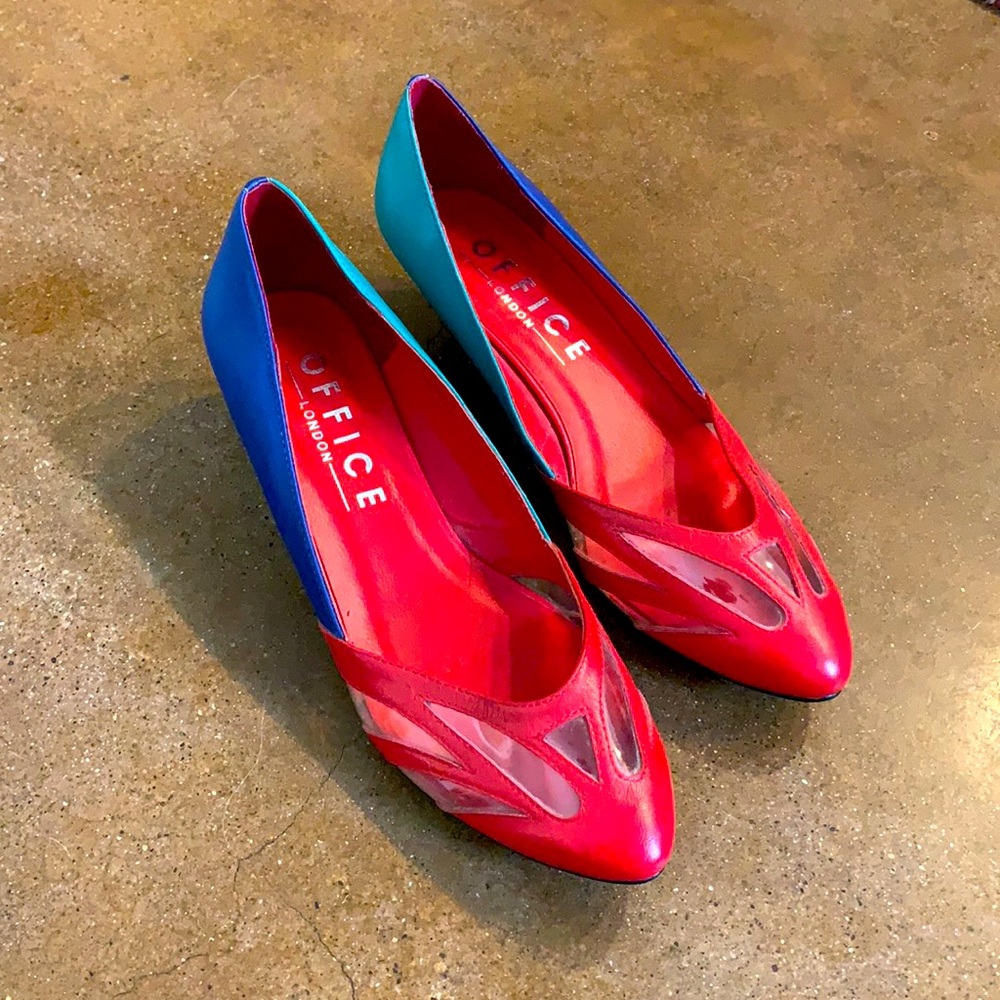 Brightly colored kitten wedge heels from Office